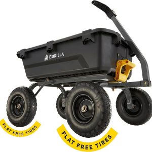 Gorilla Carts Dump Garden Cart, 7 Cu Ft,1200 lb Capacity, No-Flat Tires